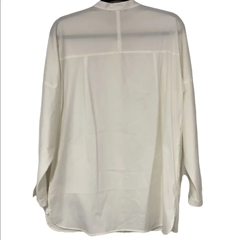 Lafayette 148  Cotton Bernice  Mandarin Collar Button Down Tunic With Pockets M‎ - Picture 4 of 11